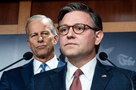 WASHINGTON — House and Senate Republican leaders jointly announced a plan Wednesday that they said would end the shutdown of the Department of Homeland Security that caused major airport delays.
Subscribe to read this story ad-free
Get unlimited access to ad-free articles and exclusive content.
“In the coming days, Republicans in the Senate and House will be following through on the President’s directive by fully funding the entire Department of Homeland Security on two parallel tracks: through the appropriations process and through the reconciliation process,” House Speaker Mike Johnson, R-La., and Senate Majority Leader John Thune, R-S.D., said in a statement.
The two leaders were vague about the exact plan, but it appears to closely resemble the Senate’s preferred path from Friday.
Johnson and Thune heavily implied that it would be for the Senate to, once again, pass a bill it approved unanimously last week, which it could try to do as early as Thursday.
It would fund all of DHS except ICE and Customs and Border Protection, which Democrats won’t agree to fund without reforms to immigration enforcement operations. Those two agencies already have separate funding.
House Republican leaders trashed that bill and rejected it Friday, but they now appear ready to back down and accept the Senate plan. They would have to vote to pass it through the House.
GOP leadership had no immediate comment on the timing for a vote. Both chambers are scheduled to be on recess until April 13.
Then Republicans would fund ICE and CBP in a separate party-line “budget reconciliation” bill that could bypass a filibuster and get approved without any Democratic votes. The timing for that is even less clear.
Johnson and Thune said the “two-track” plan would “fully reopen the Department, make sure all federal workers are paid, and specifically fund immigration enforcement and border security for the next three years so that those law-enforcement activities can continue uninhibited.”
A White House official told NBC News that the administration supports the Johnson-Thune plan.
Earlier Wednesday, President Donald Trump called on Republicans to pass the party-line bill “no later than June 1st.” He threw the earlier plans to reopen DHS into chaos last week when he declined to comment on the Senate bill, which led House Republicans to reject it.
DHS has been shut down for more than a month, with employees for the TSA, FEMA and other agencies going for weeks without pay. Trump signed an executive order last week to pay TSA employees, but the legality and length of that plan are murky. Thousands of civilian Coast Guard employees and other DHS workers are still not being paid.
Senate Minority Leader Chuck Schumer, D-N.Y., slammed Republicans for having “derailed a bipartisan agreement” for days, “making American families pay the price for their dysfunction.”
“Throughout this fight, Senate Democrats never wavered. We were clear from the start: fund critical security, protect Americans, and no blank check for reckless ICE and Border Patrol enforcement,” he said Wednesday. “We were united, held the line, and refused to let Republican chaos win.”
On Friday, House Minority Leader Hakeem Jeffries, D-N.Y., said, “House Democrats are prepared to support the bill to end the Trump-Republican shutdown of the Department of Homeland Security, make sure TSA agents are paid, stand up for FEMA and for the Coast Guard, for our cyber security professionals, and stop inconveniencing Americans.”