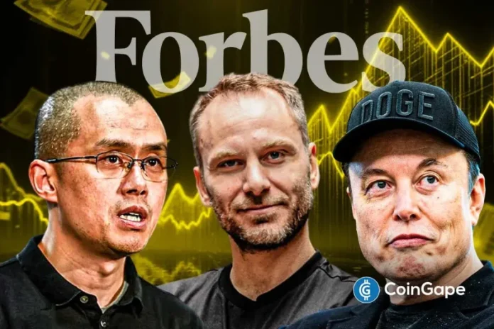 Tesla and SpaceX CEO Elon Musk has once again been named the world’s richest man, according to the Forbes Billionaires report. Now, Musk has a net worth of $839 billion, which exceeds the total wealth of tech leaders like Larry Page, Sergey Brin, and Jeff Bezos. Famous crypto figures such as Changpeng Zhao and Paolo
The post <a href="https://coingape.com/elon-musk-reclaims-forbes-richest-spot-crypto-leaders-cz-and-ardoino-follow/">Forbes Billionaires 2026: Elon Musk Reclaims Forbes Richest Spot; Crypto Leaders CZ and Ardoino Follow</a> appeared first on <a href="https://coingape.com/">CoinGape</a>.