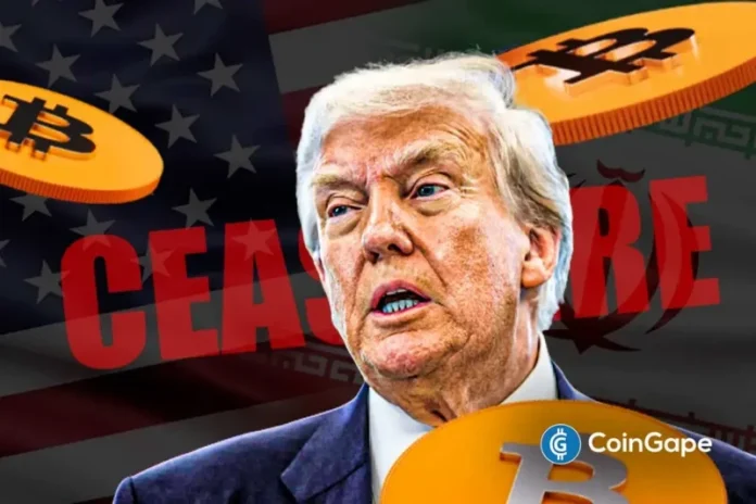 Bitcoin price climbed sharply above $69K in early Asian hours on Monday amid a fresh diplomatic move to end the ongoing US-Iran war. Ethereum, XRP, Solana, Cardano, and altcoins also climbed amid reports of a potential 45-day ceasefire as President Donald Trump pushes the Iranian regime to open the Strait of Hormuz and press conference
The post <a href="https://coingape.com/bitcoin-price-surges-us-iran-45-day-ceasefire-talks-trumps-press-conference/">BREAKING: Bitcoin Price Surges on US-Iran 45-Day Ceasefire Talks, Trump’s Press Conference</a> appeared first on <a href="https://coingape.com/">CoinGape</a>.